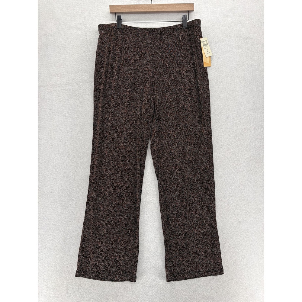 Coldwater Creek Pants Womens 1X Black Ditsy Dot Travel Knit Pull On Made USA NWT